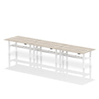 Air Back-to-Back Slimline Height Adjustable Bench Desk - 6 Person dynamic  Desk Top  Beech Width 180cm