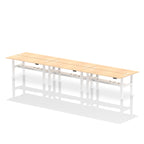 Air Back-to-Back Slimline Height Adjustable Bench Desk - 6 Person dynamic  Desk Top  Grey Oak Width 180cm