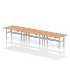 Air Back-to-Back Slimline Height Adjustable Bench Desk - 6 Person dynamic  Desk Top  Grey Oak Width 180cm