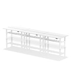 Air Back-to-Back Slimline Height Adjustable Bench Desk - 6 Person dynamic  Desk Top  Walnut Width 180cm