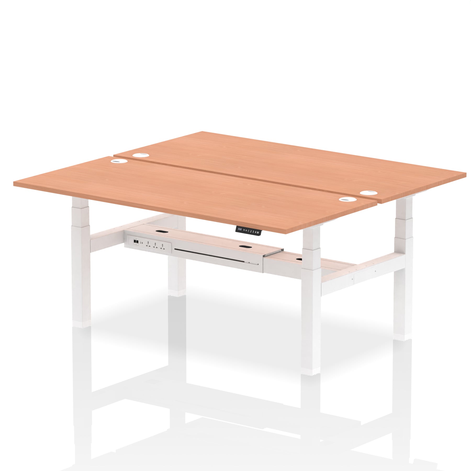 Air Back-to-Back Height Adjustable Bench Desk - 2 Person dynamic  Desk Top  Beech Width 180cm