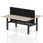 Air Back-to-Back Height Adjustable Bench Desk - 2 Person Black Screen dynamic  Desk Top  Grey Oak Width 180cm
