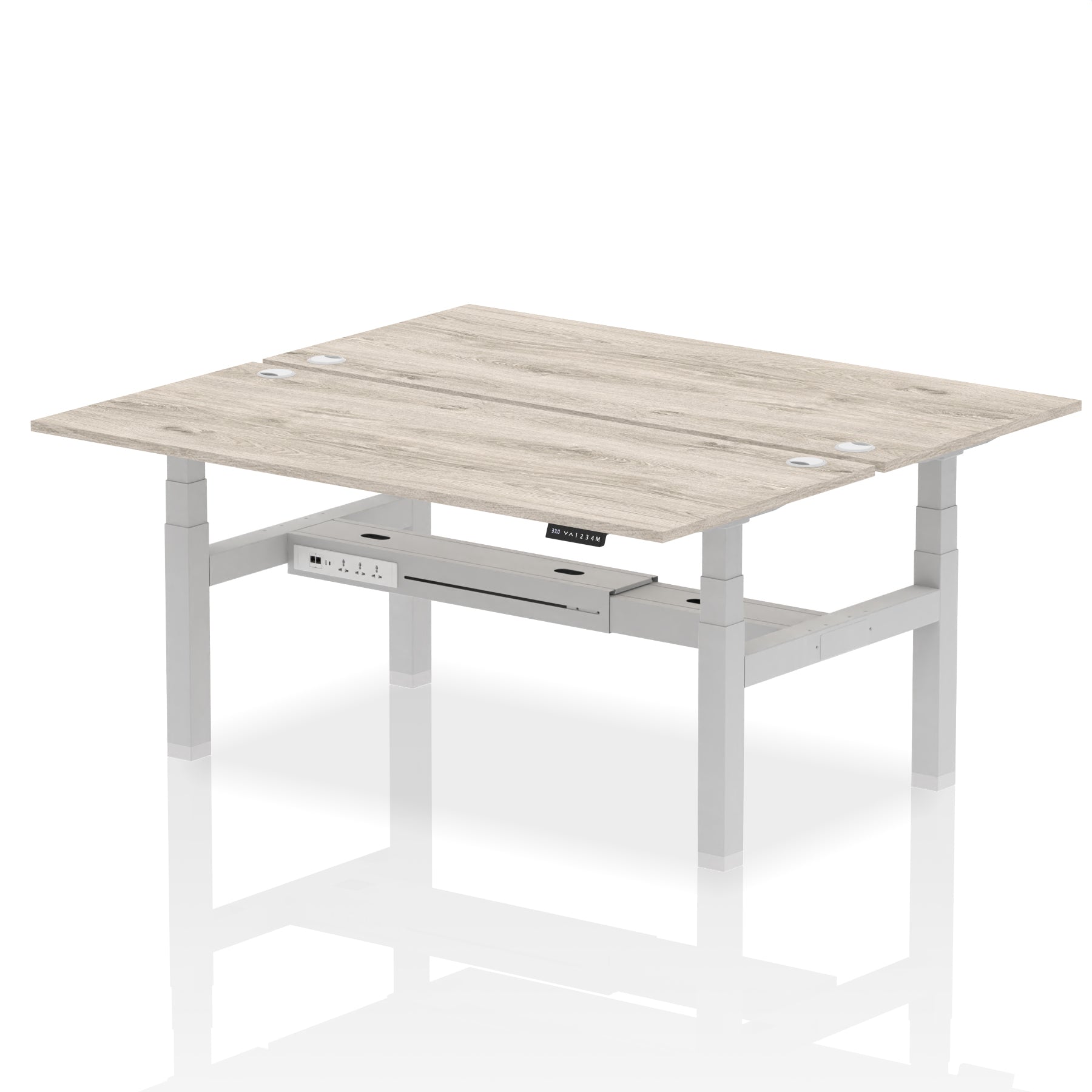 Air Back-to-Back Height Adjustable Bench Desk - 2 Person dynamic  Desk Top  Grey Oak Width 180cm