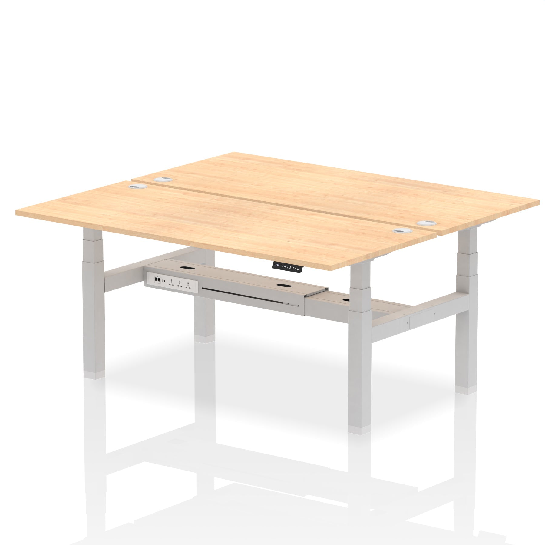 Air Back-to-Back Height Adjustable Bench Desk - 2 Person dynamic  Desk Top  Maple Width 180cm