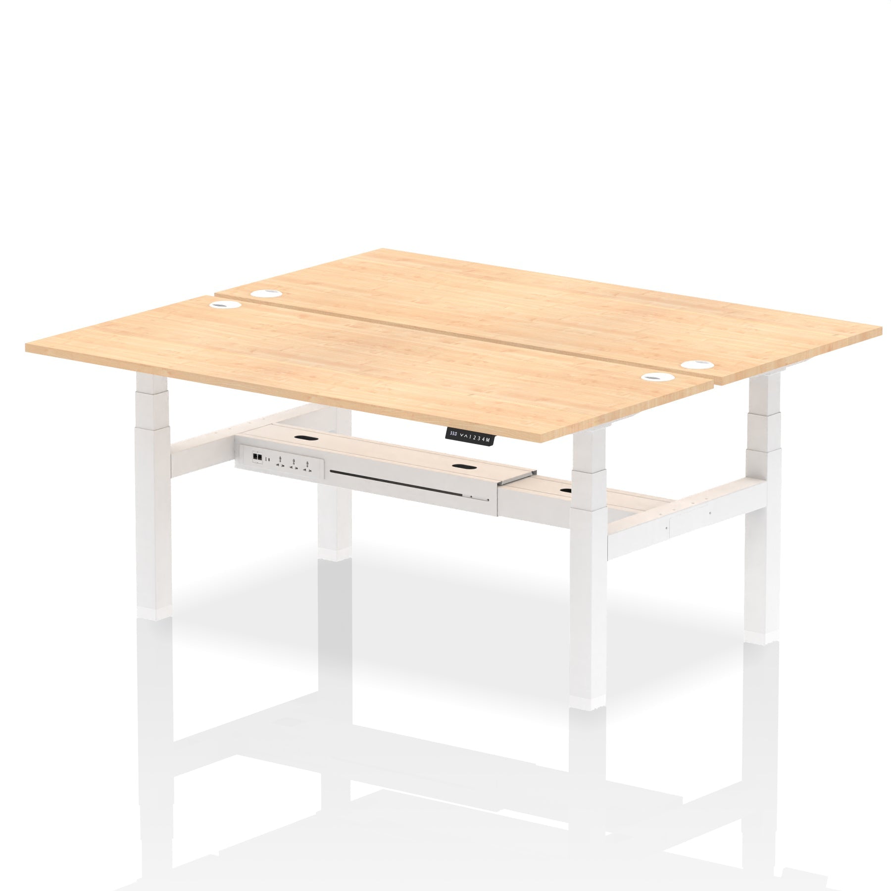 Air Back-to-Back Height Adjustable Bench Desk - 2 Person dynamic  Desk Top  Maple Width 180cm