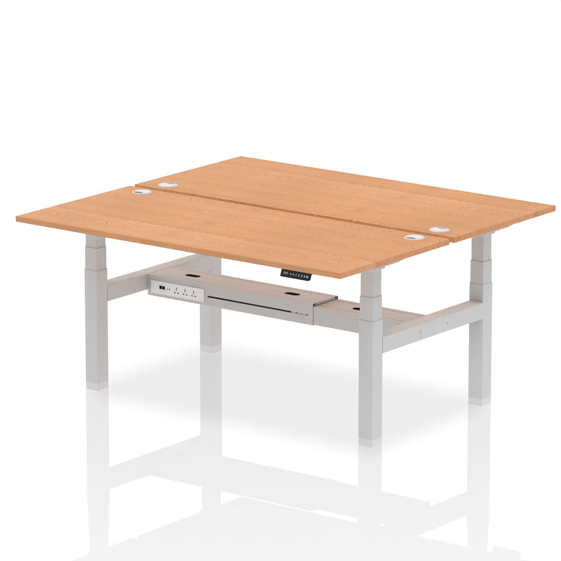 Air Back-to-Back Height Adjustable Bench Desk - 2 Person dynamic  Desk Top  Oak Width 180cm