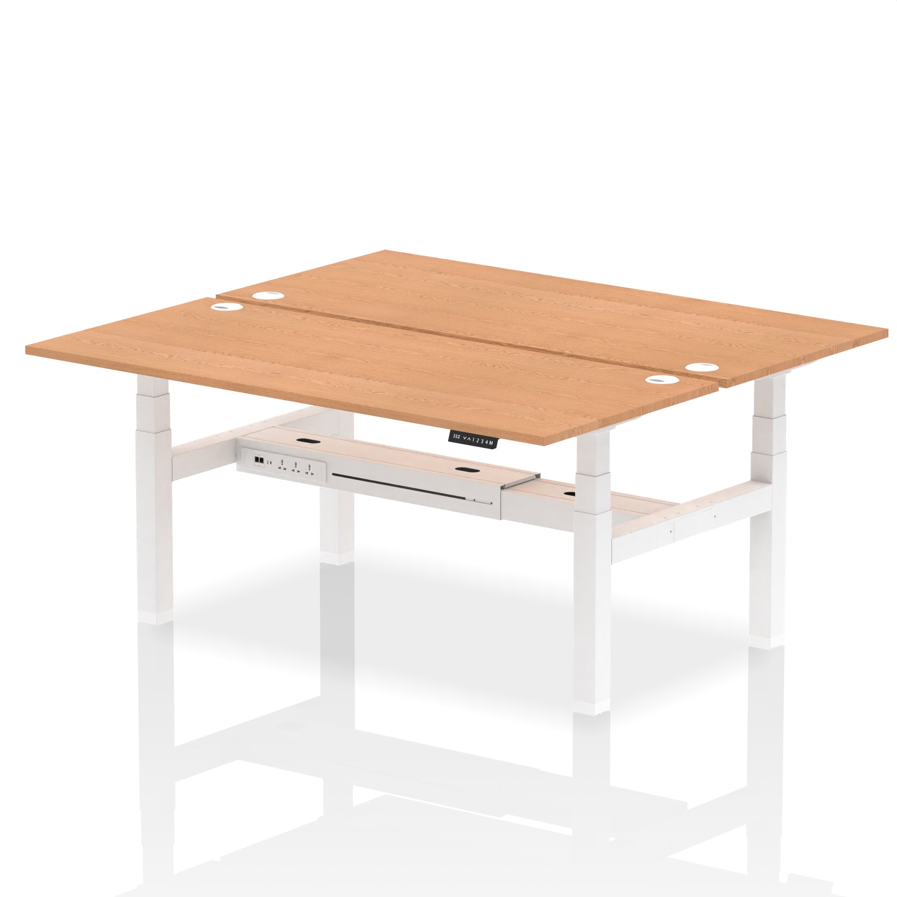Air Back-to-Back Height Adjustable Bench Desk - 2 Person dynamic  Desk Top  Oak Width 180cm