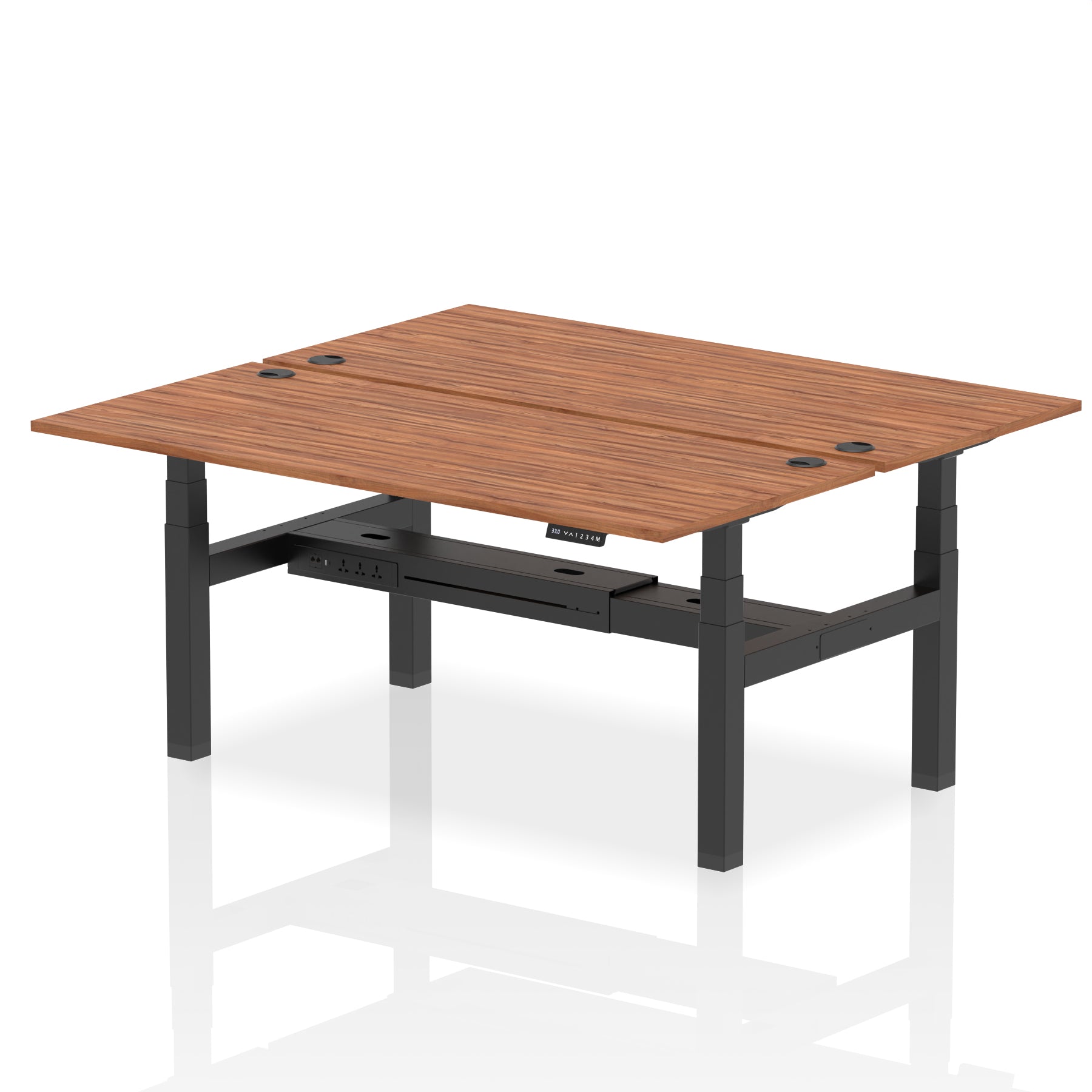 Air Back-to-Back Height Adjustable Bench Desk - 2 Person dynamic  Desk Top  Walnut Width 180cm