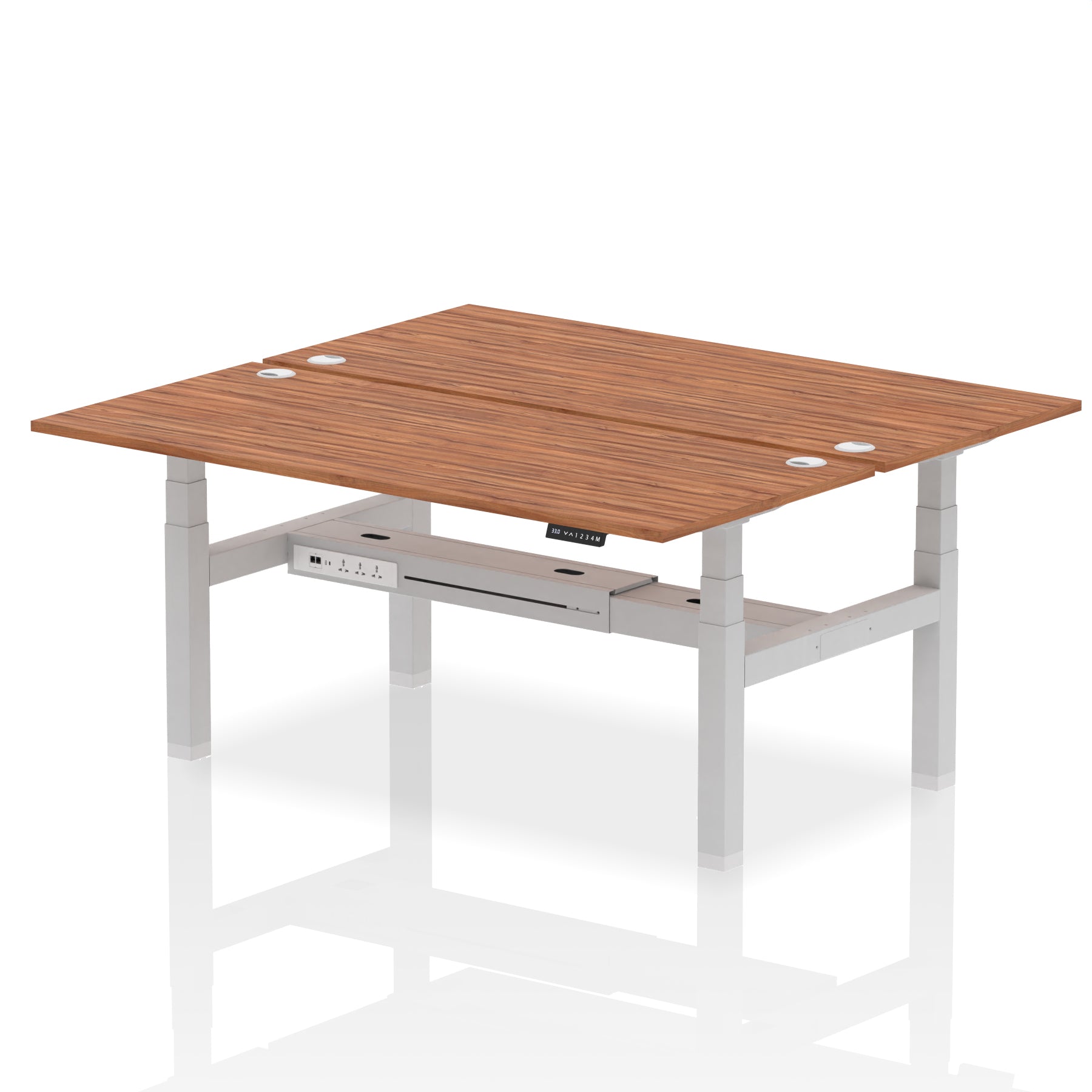 Air Back-to-Back Height Adjustable Bench Desk - 2 Person dynamic  Desk Top  Walnut Width 180cm