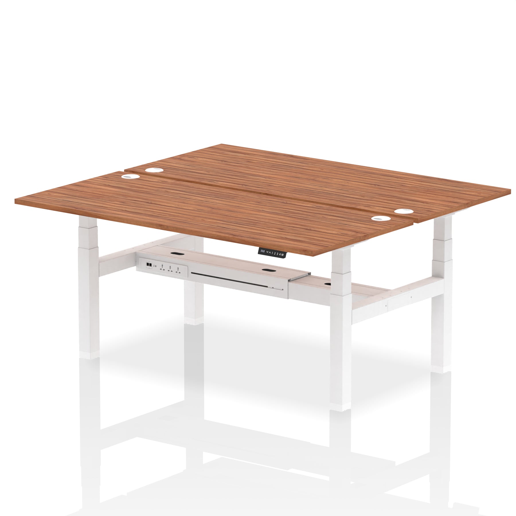 Air Back-to-Back Height Adjustable Bench Desk - 2 Person dynamic  Desk Top  Walnut Width 180cm
