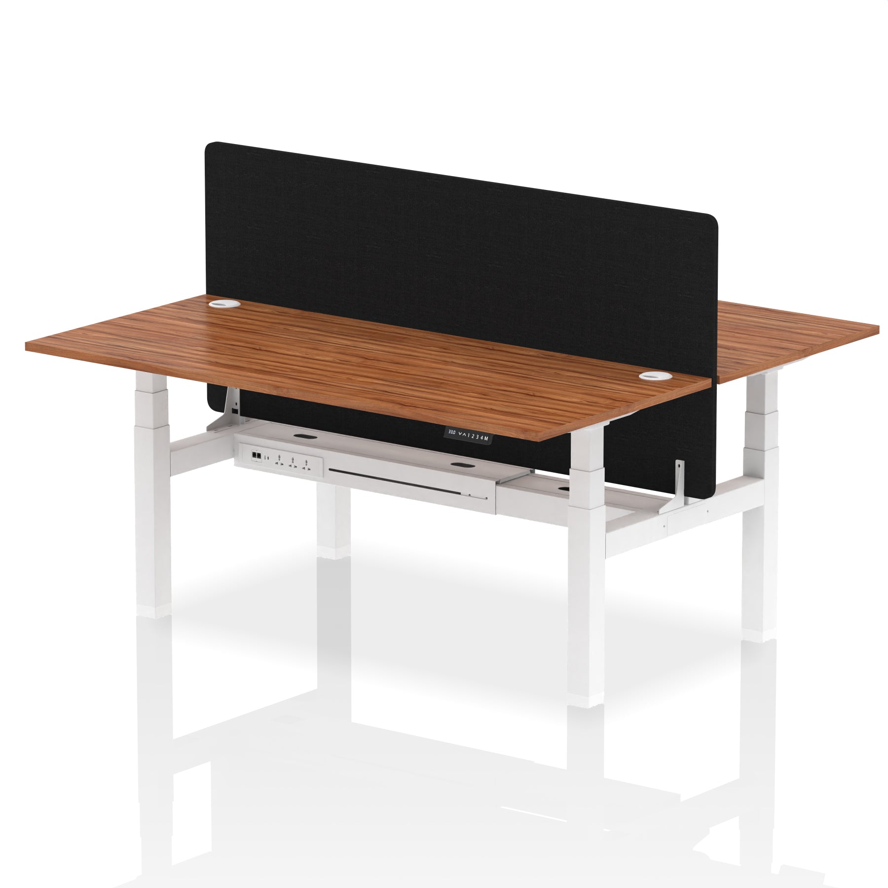 Air Back-to-Back Height Adjustable Bench Desk - 2 Person Black Screen dynamic  Desk Top  Walnut Width 180cm