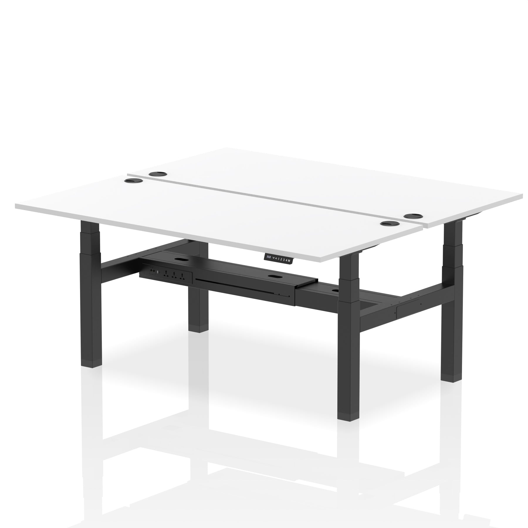 Air Back-to-Back Height Adjustable Bench Desk - 2 Person dynamic  Desk Top  White Width 180cm
