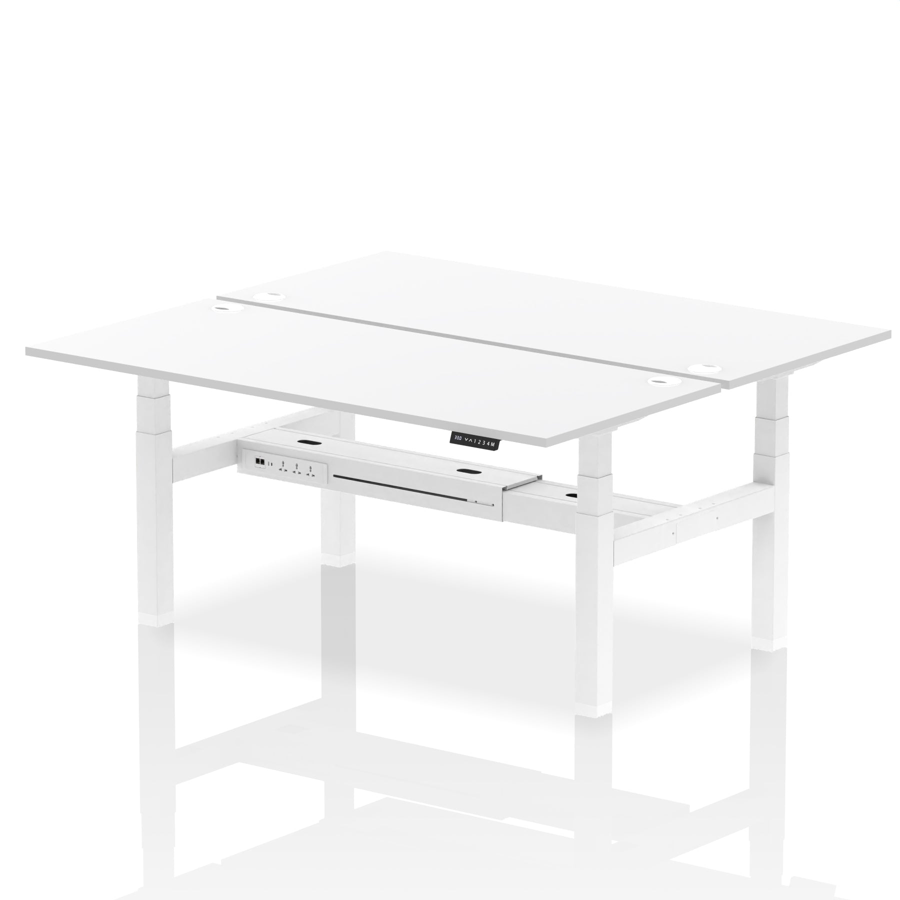 Air Back-to-Back Height Adjustable Bench Desk - 2 Person dynamic  Desk Top  White Width 180cm