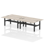 Air Back-to-Back Height Adjustable Bench Desk - 4 Person dynamic  Desk Top  Grey Oak Width 180cm