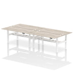 Air Back-to-Back Height Adjustable Bench Desk - 4 Person dynamic  Desk Top  Grey Oak Width 180cm