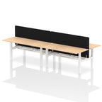 Air Back-to-Back Height Adjustable Bench Desk - 4 Person with Black Straight Screen dynamic  Desk Top  Maple Width 180cm