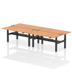 Air Back-to-Back Height Adjustable Bench Desk - 4 Person dynamic  Desk Top  Oak Width 180cm