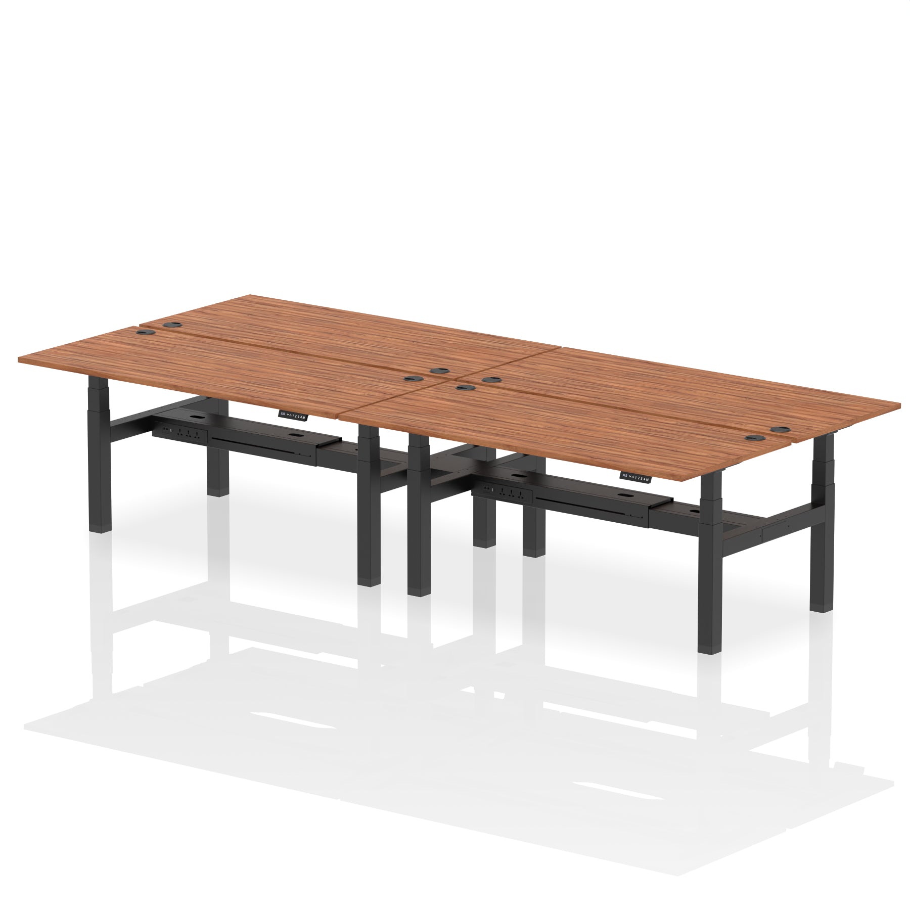 Air Back-to-Back Height Adjustable Bench Desk - 4 Person dynamic  Desk Top  Walnut Width 180cm