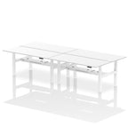 Air Back-to-Back Height Adjustable Bench Desk - 4 Person dynamic  Desk Top  White Width 180cm