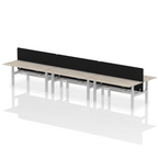 Air Back-to-Back Height Adjustable Bench Desk - 6 Person Black Screen dynamic  Desk Top  Grey Oak Width 180cm
