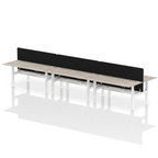 Air Back-to-Back Height Adjustable Bench Desk - 6 Person Black Screen dynamic  Desk Top  Grey Oak Width 180cm