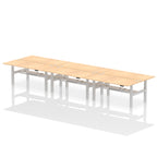 Air Back-to-Back Height Adjustable Bench Desk - 6 Person dynamic  White Black Frame