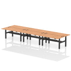 Air Back-to-Back Height Adjustable Bench Desk - 6 Person dynamic  White Silver Frame