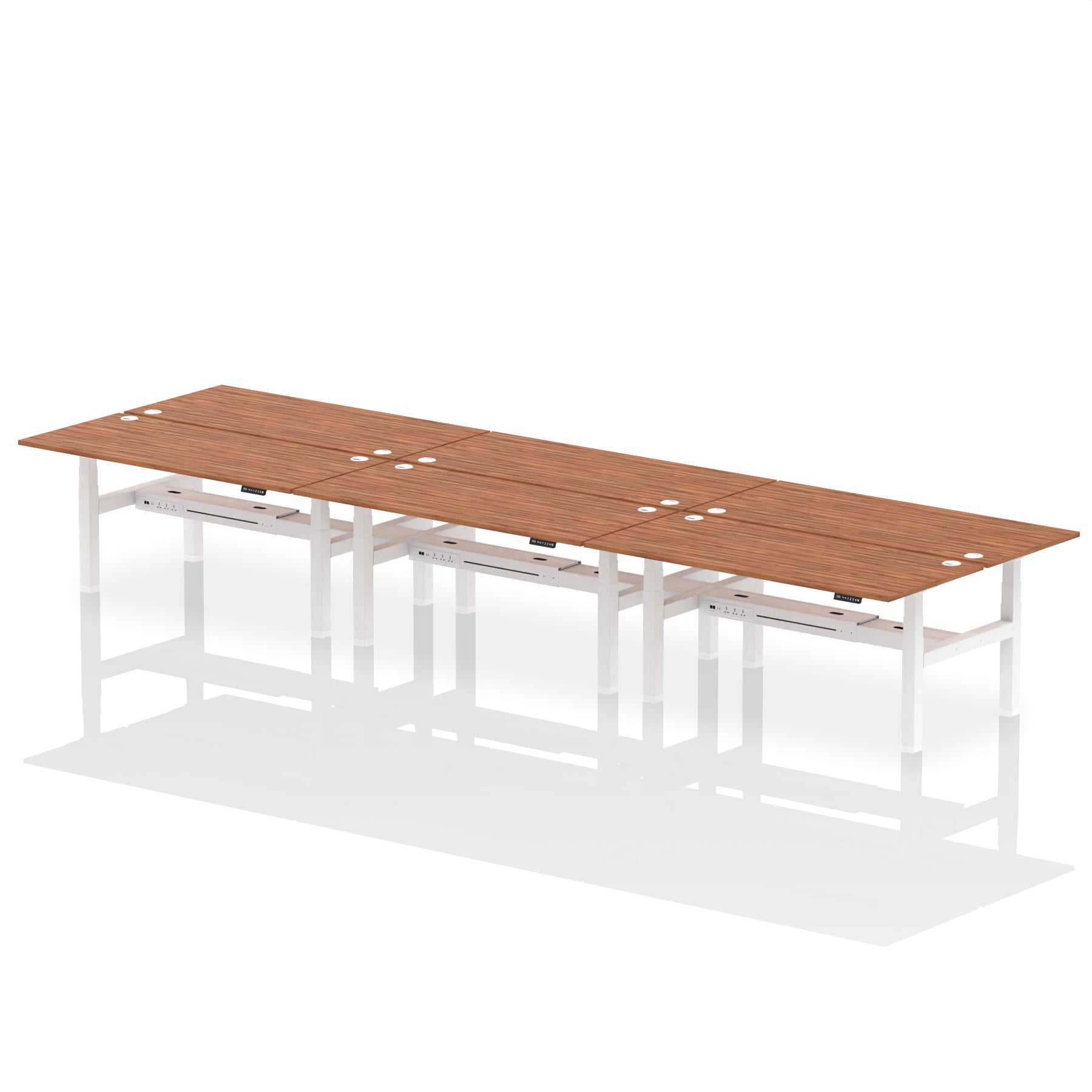 Air Back-to-Back Height Adjustable Bench Desk - 6 Person dynamic  White White Frame