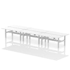 Air Back-to-Back Height Adjustable Bench Desk - 6 Person dynamic  White White Frame