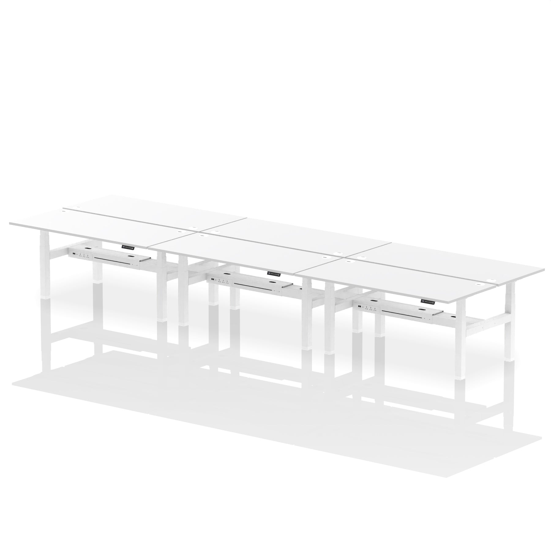 Air Back-to-Back Height Adjustable Bench Desk - 6 Person dynamic  Black Black Frame