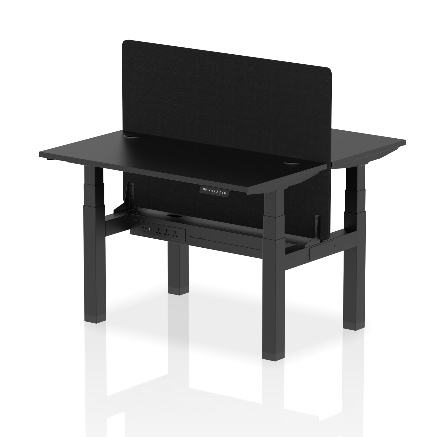 Air Back-to-Back Height Adjustable Bench Desk - 2 Person Black Screen dynamic  Desk Top  Black Width 120cm