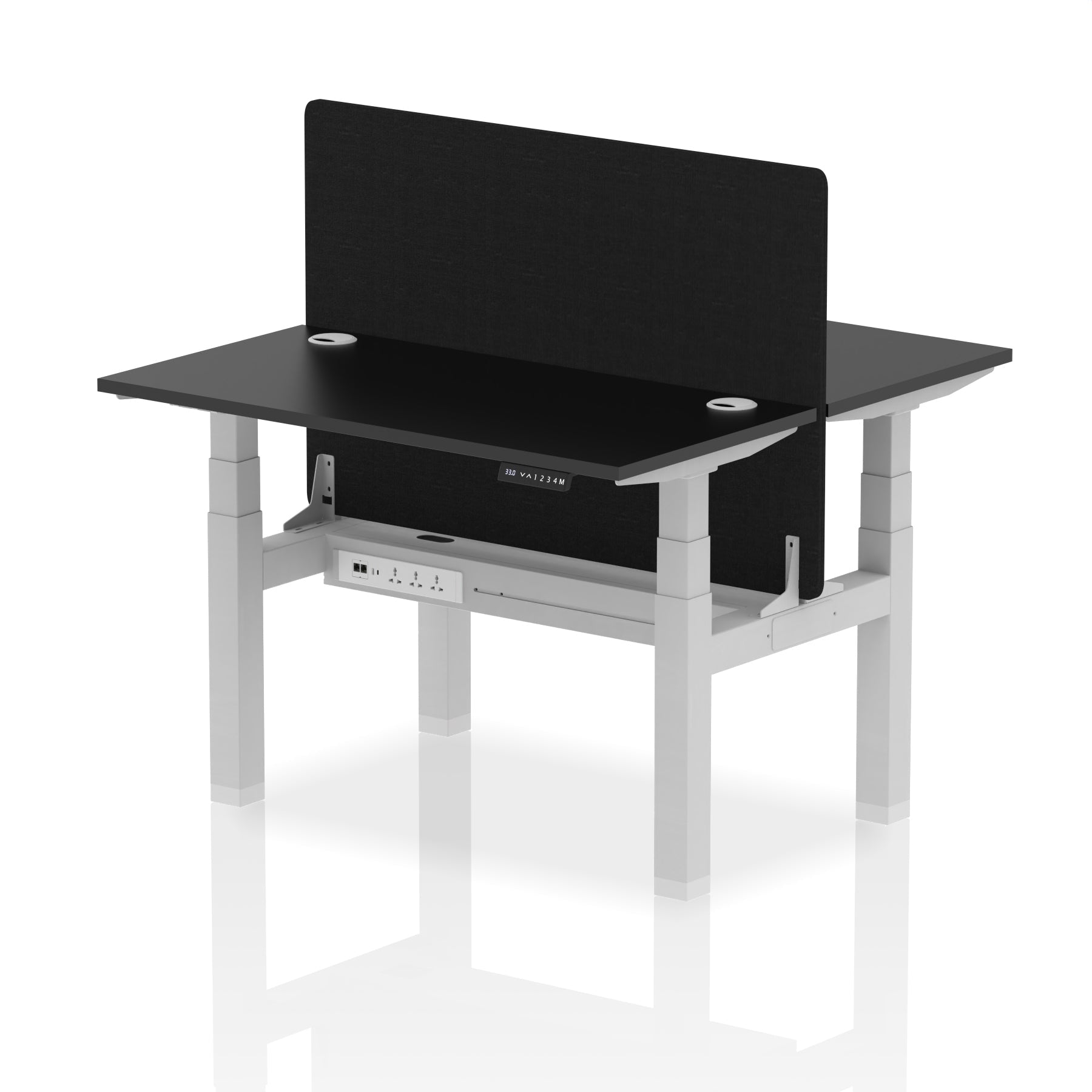 Air Back-to-Back Height Adjustable Bench Desk - 2 Person Black Screen dynamic  Desk Top  Black Width 120cm