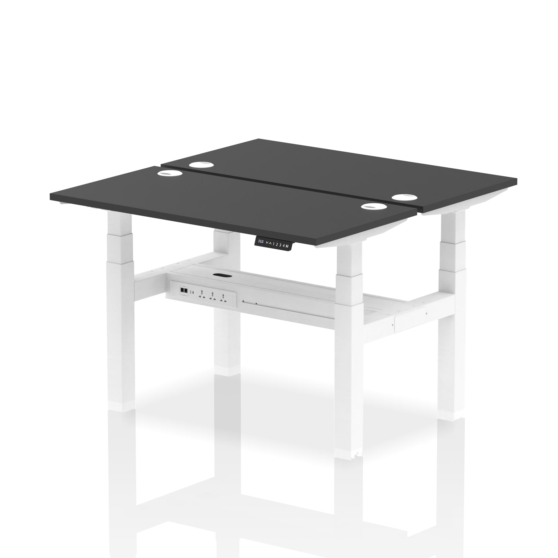 Air Back-to-Back Slimline Height Adjustable Bench Desk - 2 Person dynamic  Desk Top  Black Width 120cm