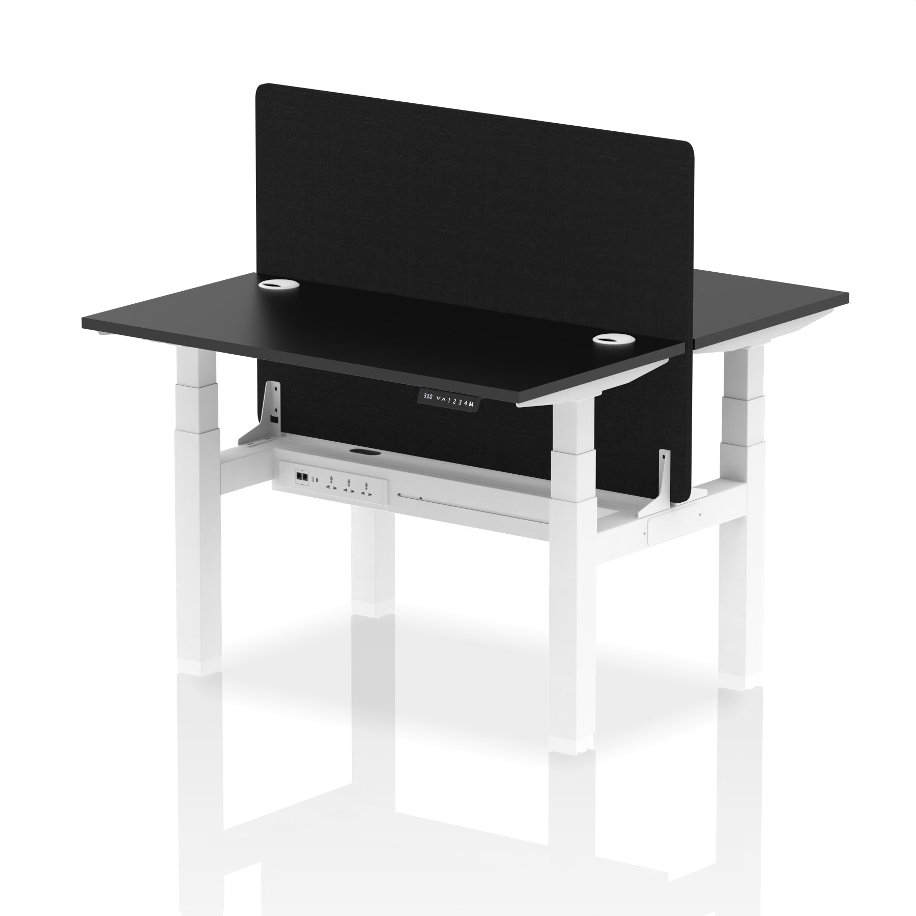 Air Back-to-Back Height Adjustable Bench Desk - 2 Person Black Screen dynamic  Desk Top  Black Width 120cm