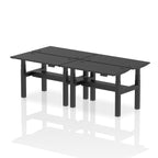 Air Back-to-Back Slimline Height Adjustable Bench Desk - 4 Person dynamic  Desk Top  Black Width 120cm