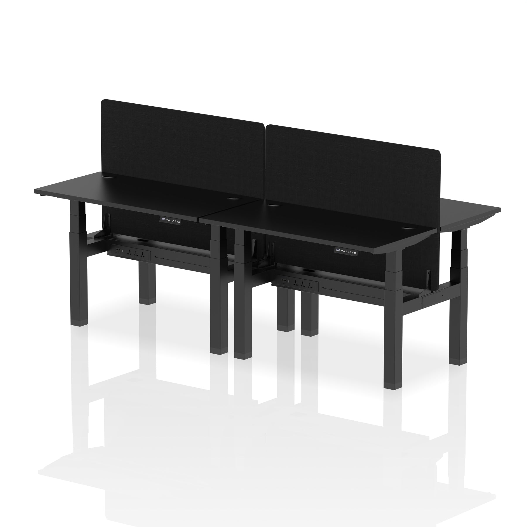 Air Back-to-Back Height Adjustable Bench Desk - 4 Person Black Screen dynamic  Desk Top  Black Width 120cm