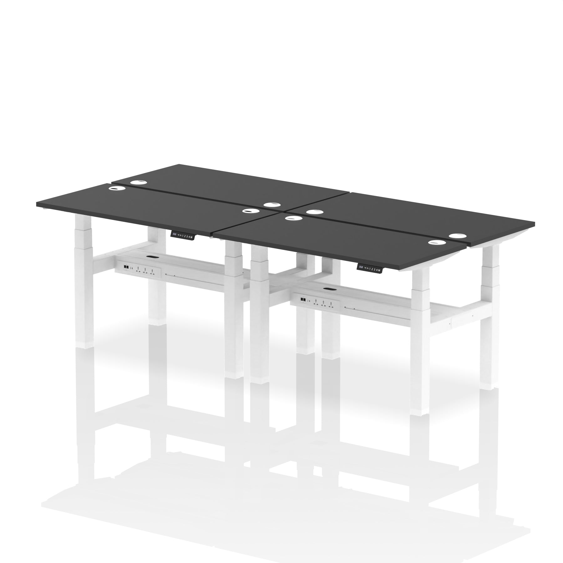 Air Back-to-Back Slimline Height Adjustable Bench Desk - 4 Person dynamic  Desk Top  Black Width 120cm