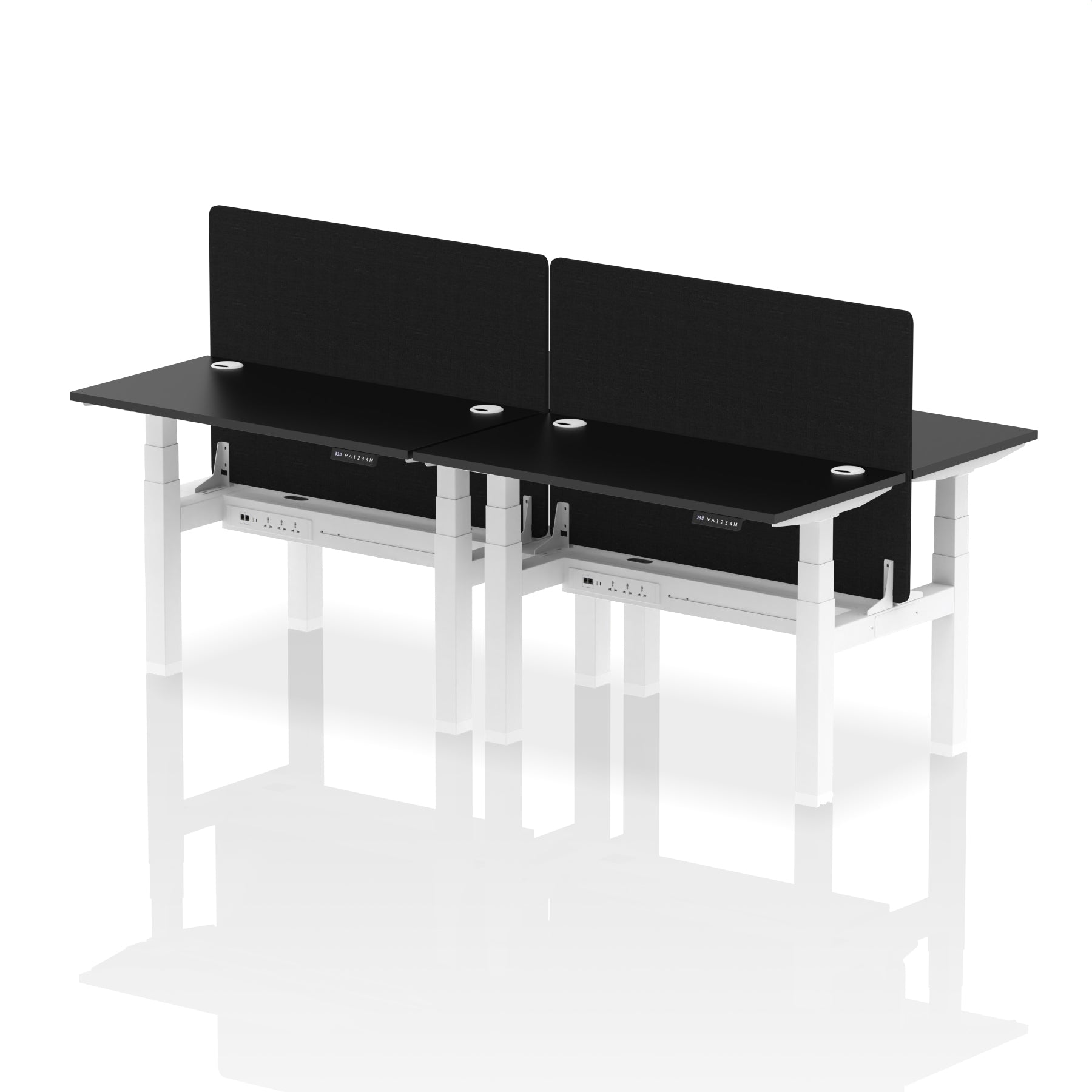 Air Back-to-Back Height Adjustable Bench Desk - 4 Person Black Screen dynamic  Desk Top  Black Width 120cm