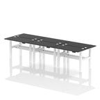 Air Back-to-Back Slimline Height Adjustable Bench Desk - 6 Person dynamic  Desk Top  White Width 180cm