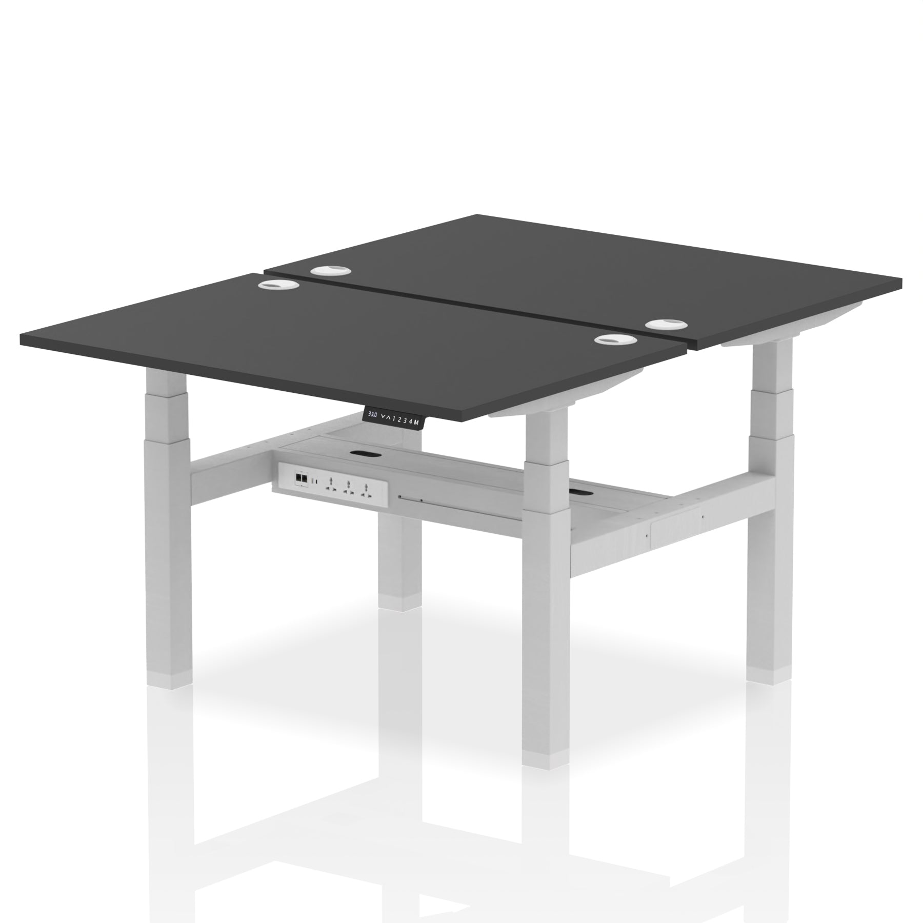 Air Back-to-Back Height Adjustable Bench Desk - 2 Person dynamic  Desk Top  Black Width 120cm