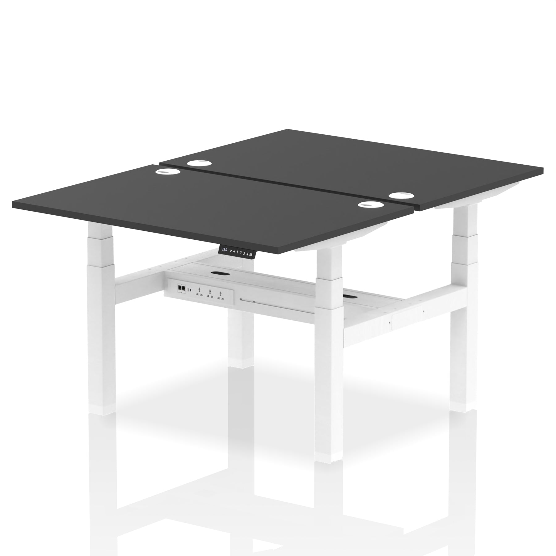 Air Back-to-Back Height Adjustable Bench Desk - 2 Person dynamic  Desk Top  Black Width 120cm