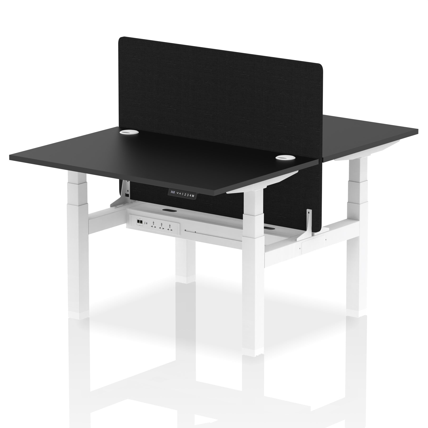 Air Back-to-Back Height Adjustable Bench Desk - 2 Person with Black Straight Screen dynamic  Desk Top  Black Width 120cm