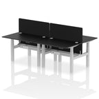 Air Back-to-Back Height Adjustable Bench Desk - 4 Person with Black Straight Screen dynamic  Desk Top  Black Width 120cm