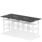 Air Back-to-Back Height Adjustable Bench Desk - 6 Person dynamic  Black Black Frame