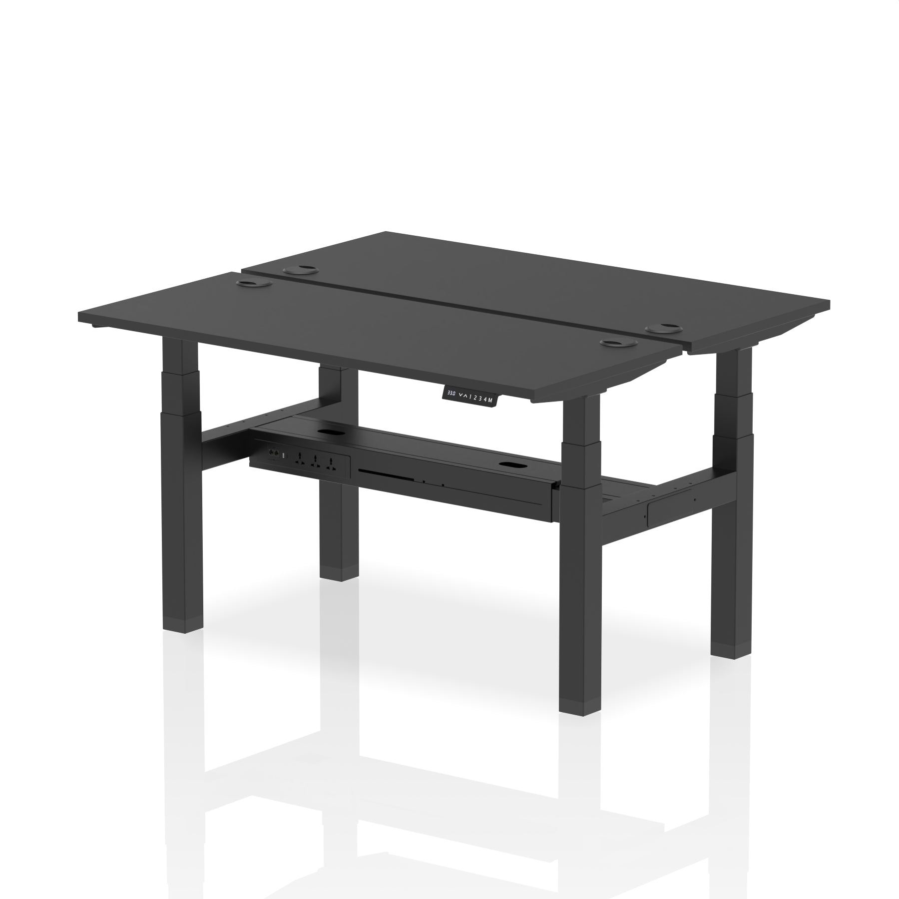 Air Back-to-Back Slimline Height Adjustable Bench Desk - 2 Person dynamic  Desk Top  Black Width 140cm