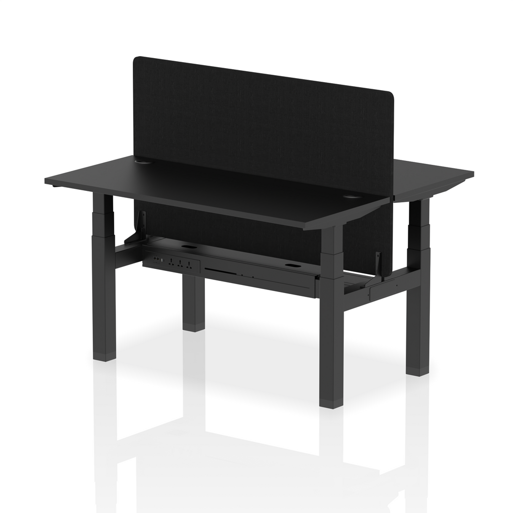 Air Back-to-Back Height Adjustable Bench Desk - 2 Person Black Screen dynamic  Desk Top  Black Width 140cm
