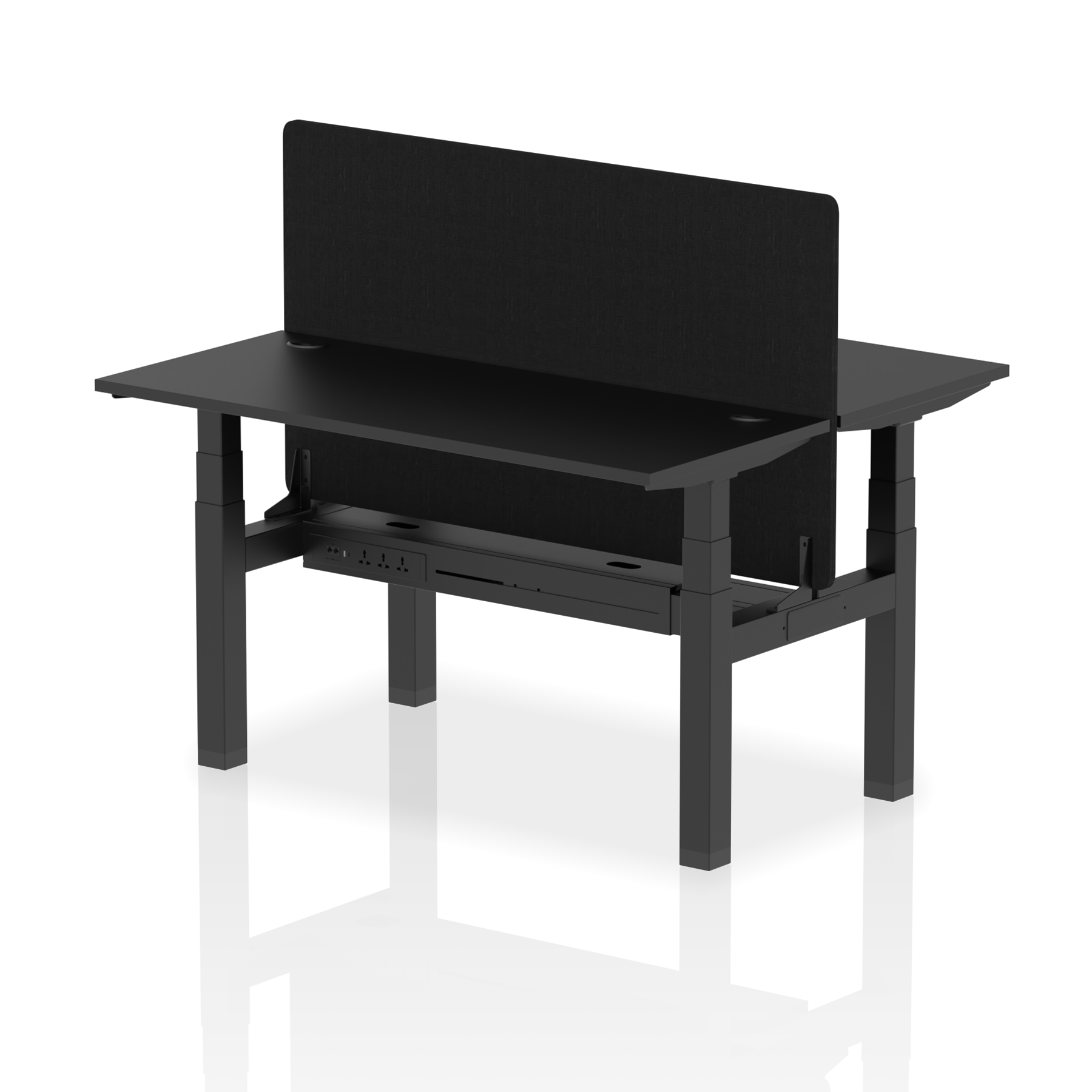Air Back-to-Back Height Adjustable Bench Desk - 2 Person Black Screen dynamic  Desk Top  Black Width 140cm