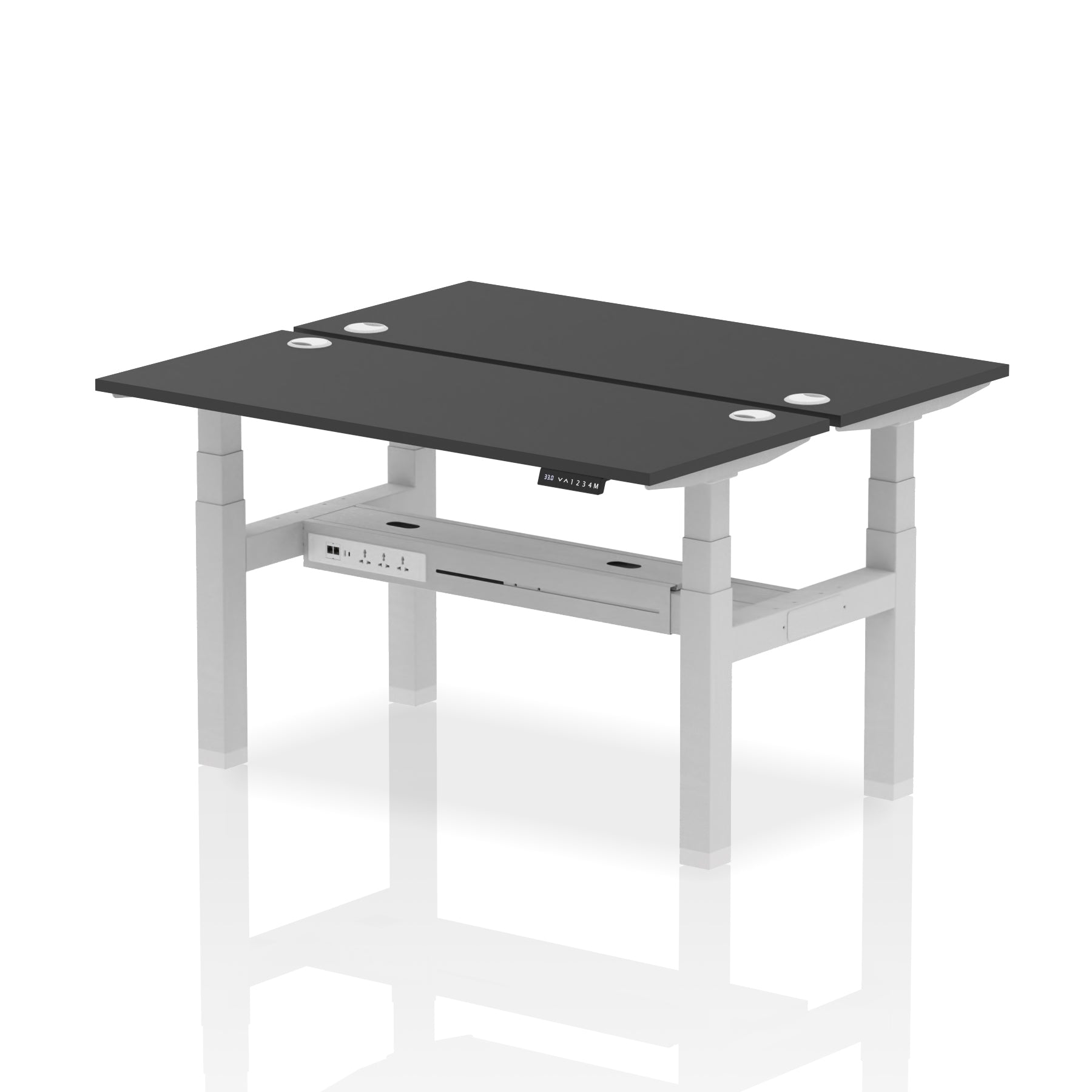 Air Back-to-Back Slimline Height Adjustable Bench Desk - 2 Person dynamic  Desk Top  Black Width 140cm
