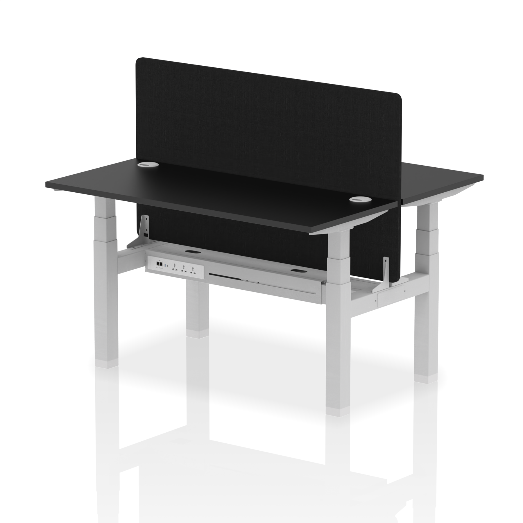 Air Back-to-Back Height Adjustable Bench Desk - 2 Person Black Screen dynamic  Desk Top  Black Width 140cm