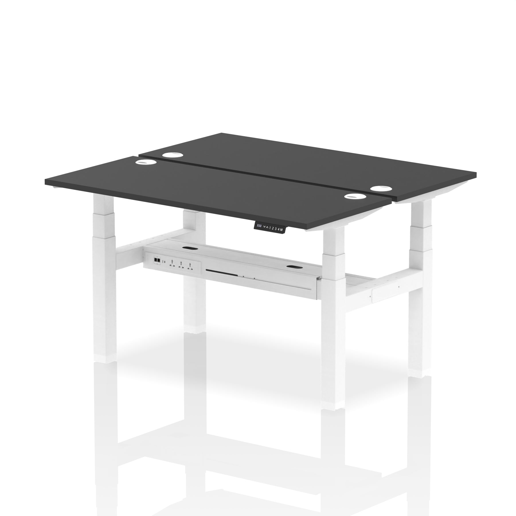 Air Back-to-Back Slimline Height Adjustable Bench Desk - 2 Person dynamic  Desk Top  Black Width 140cm